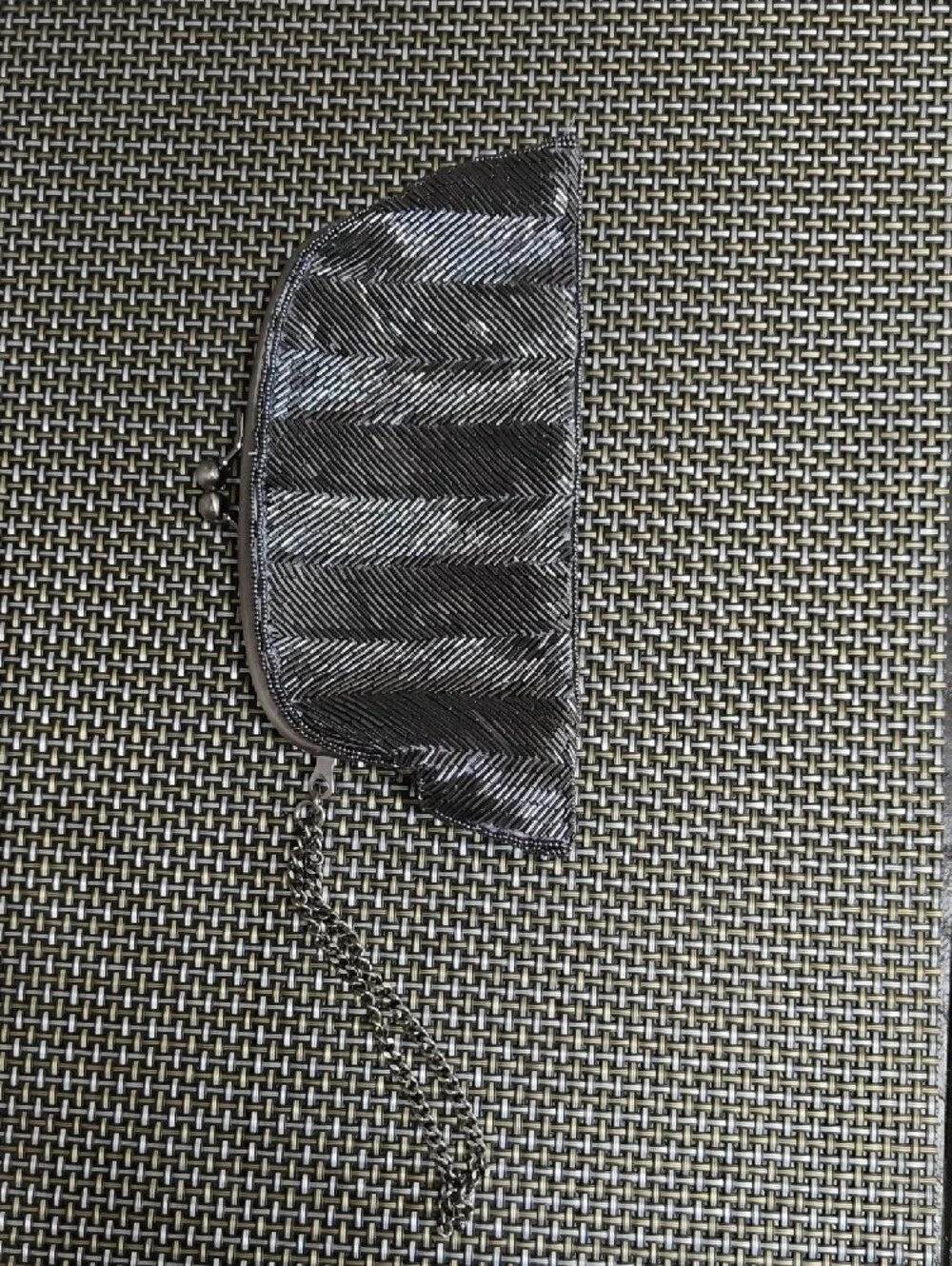 Black Metallic Chevron  Clutch Bag From The Limited